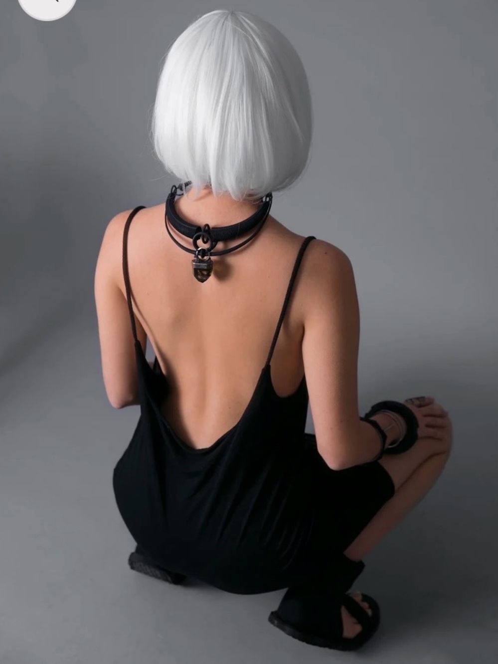 Strap Singlet Mini Dress, Black Open Back Summer Tank Top, UMMOK, handmade
